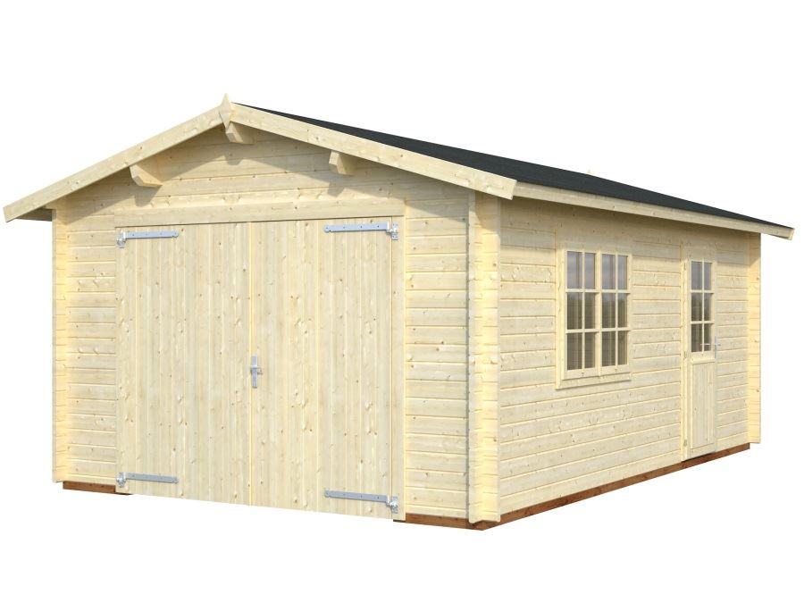 Dřevěná garáž s vraty 44mm, 380x570